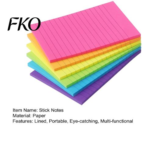 Reminder Stick Notes 6 Pcs Lined Notes, 6x4in Ruled Self-Stick Pads, 45 Sheets/Pad Colorful Sheet Adhesive Sticking Memo Pads for to Do List,