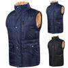 Men's Fleece-Lined Thickened Thermal Vest for Fall/Winter Oversized Stand Collar Sleeveless Jacket for Middle-Aged and Elderly Men