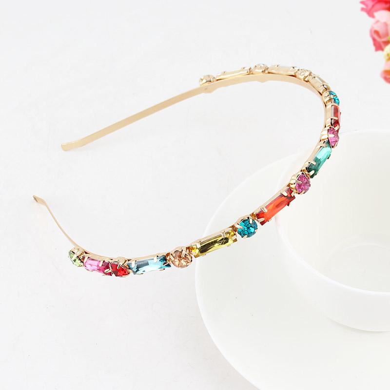 Baroque Colorful Rhinestone Headband Hair Hoop Women Hair Accessories New Shiny Fashion Crystal Flower Crown Head Wrap