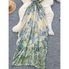 French Style Holiday Style Dress Women 2025 Summer Niche Design Sense Bustier Irregular Print Long Skirt