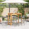 VidaXL 7 Pcs Garden Bar Set Grey Solid Acacia Wood Rattan, Outdoor Bar Table and Chairs, Set of 3295287