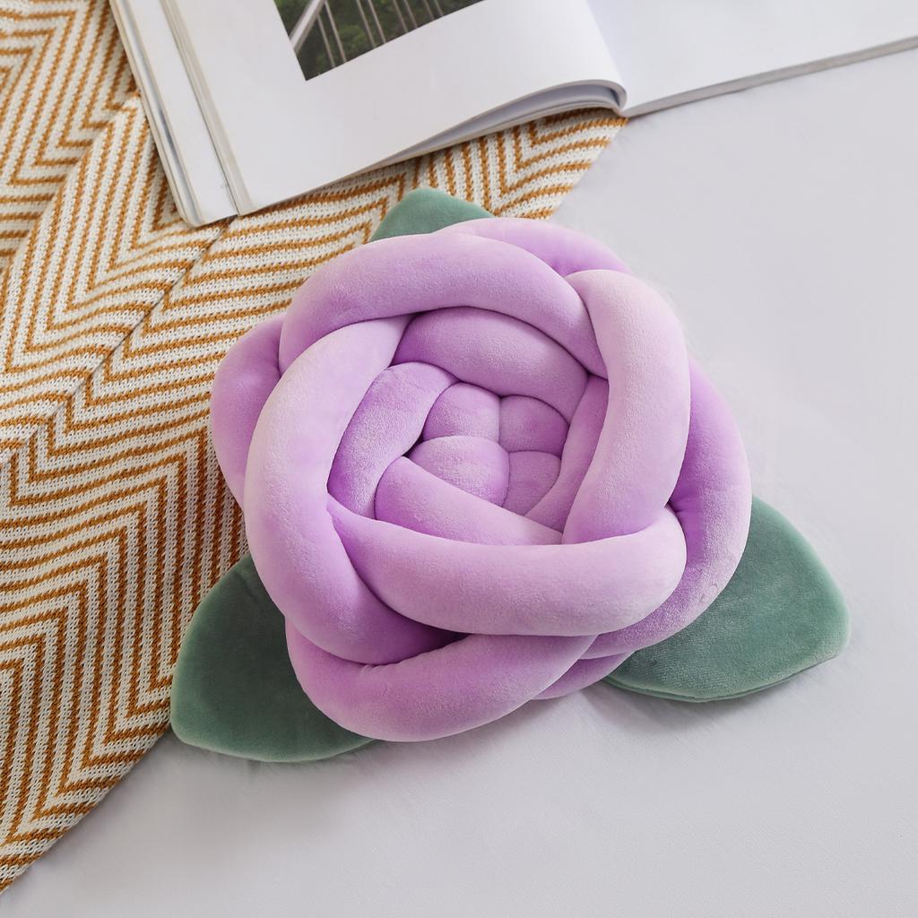 Knotted Pillow Sofa Cushion Camellia 3D Fabric Flower Pillow  Style Décor Accent Pillow for Home Living Room Elegance