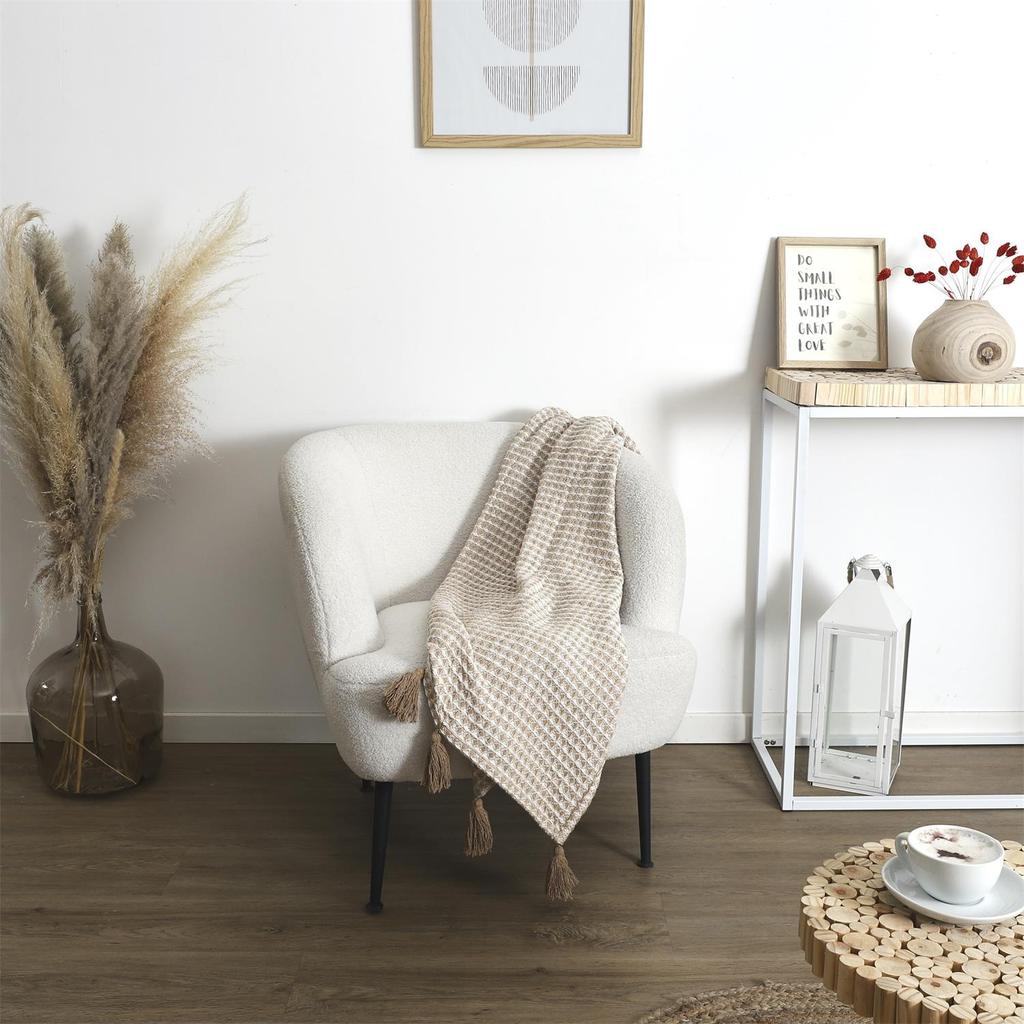 Honeycomb Blanket 120X150 Cm Made Of Polyester Beige