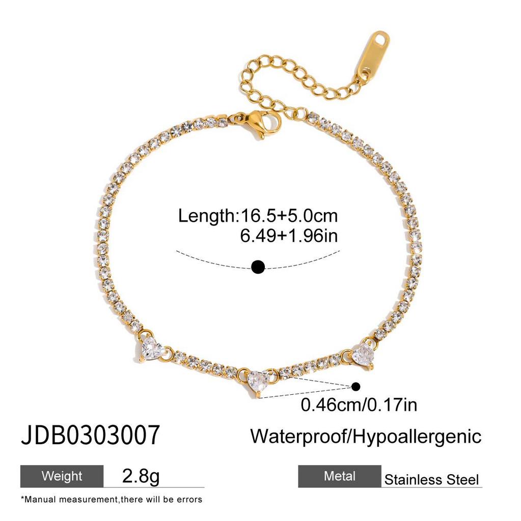 JYL TS Bracelet  Heart Zircon Accent Sparkling Style Enhances Affection & Joy