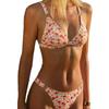Small Floral Print Backless Sexy Two Piece Swimsuit Elegant For Vacation