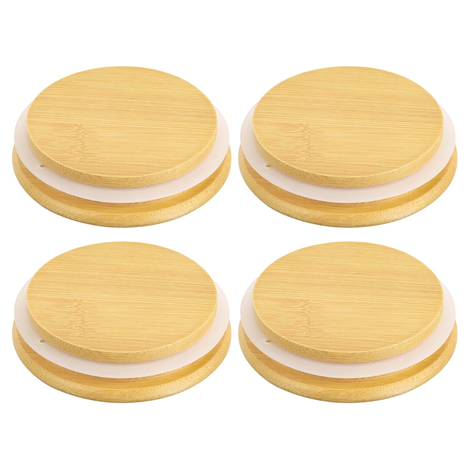 

uxcell 4-Piece 3.23 Bamboo Lids with Silicone Seal Rings for Wooden Mason Jar Lids, Bamboo Lids for Mason Jars, Bamboo Lids for Wide-Mouth Storage