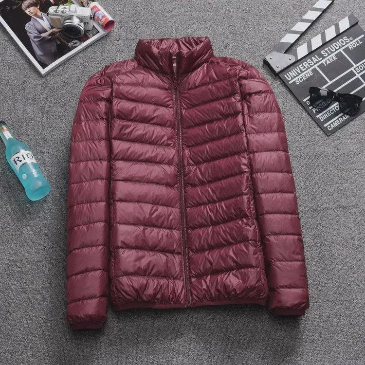 Men's Extra Large Lightweight Feather Jacket - Short Style for Middle-Aged & Elderly