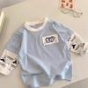 Kids Long Sleeve Mock Two Piece Top for Boys and Girls Soft Comfortable Spring Autumn Wear
