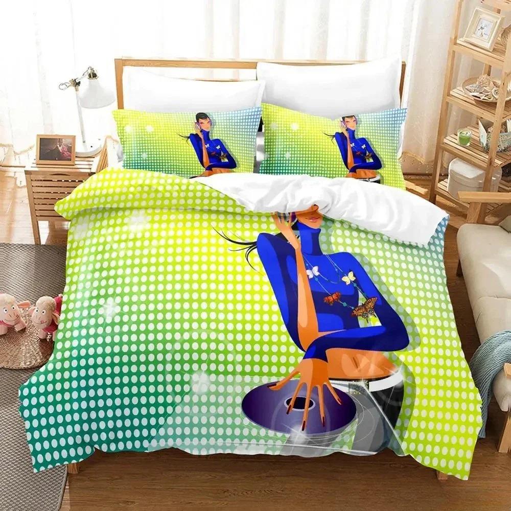 3D Music DJ Rock Bedding Set Single Twin Full Queen King Size Bed Set Adult Kid Bedroom Duvet Cover Sets Anime Parure De Lit Bed