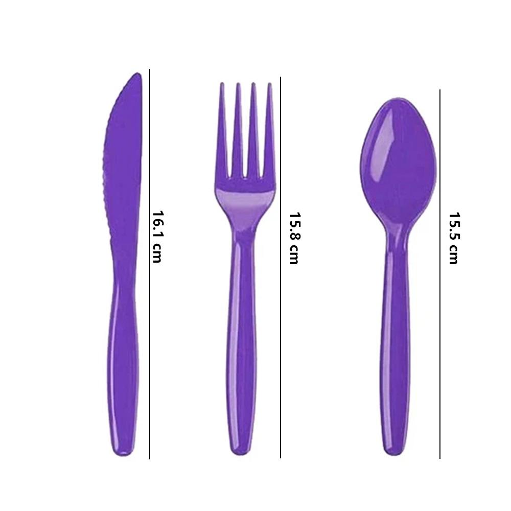 Solid Color High Quality Knife Fork Spoon Set Red Pink Wedding Disposable Tableware Birthday Party Supplie Baby Shower Decoratio