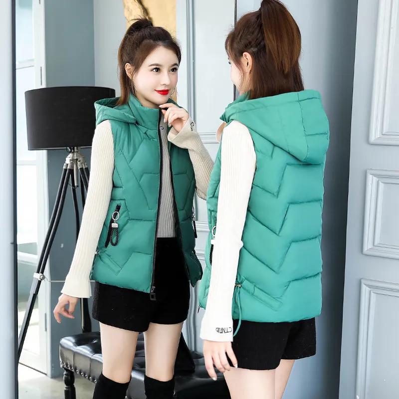 Hooded Down Vest Women's Short Korean Style Autumn and Winter Slim Down Vest Vest Thick Jacket