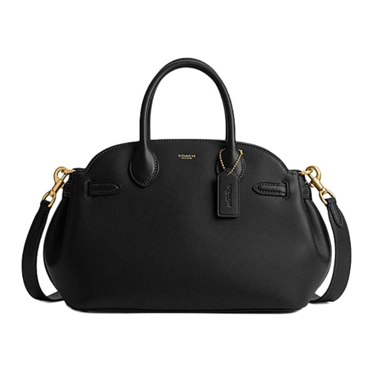 

Coach Empire Carryall 28 Detachable Logo Shoulder Strap Leather Tote Bag Large Women handbags Black CU218-B4BK Basic Set (Bag+Dust Bag)