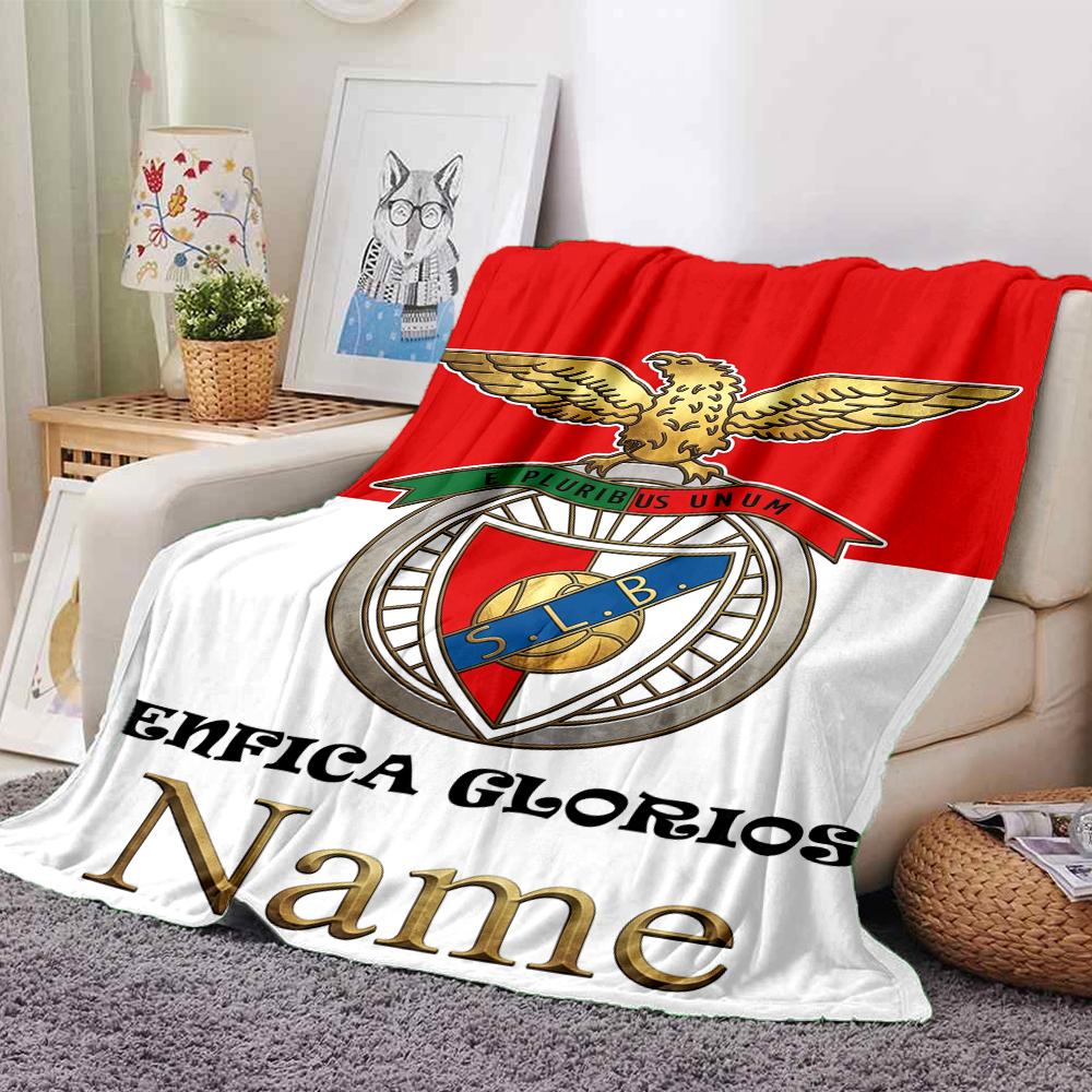 Custom Name Benfica Theme Printed Blanket Perfect For Couch Bed Travel Outdoor Use Machine Washable Cozy Durable