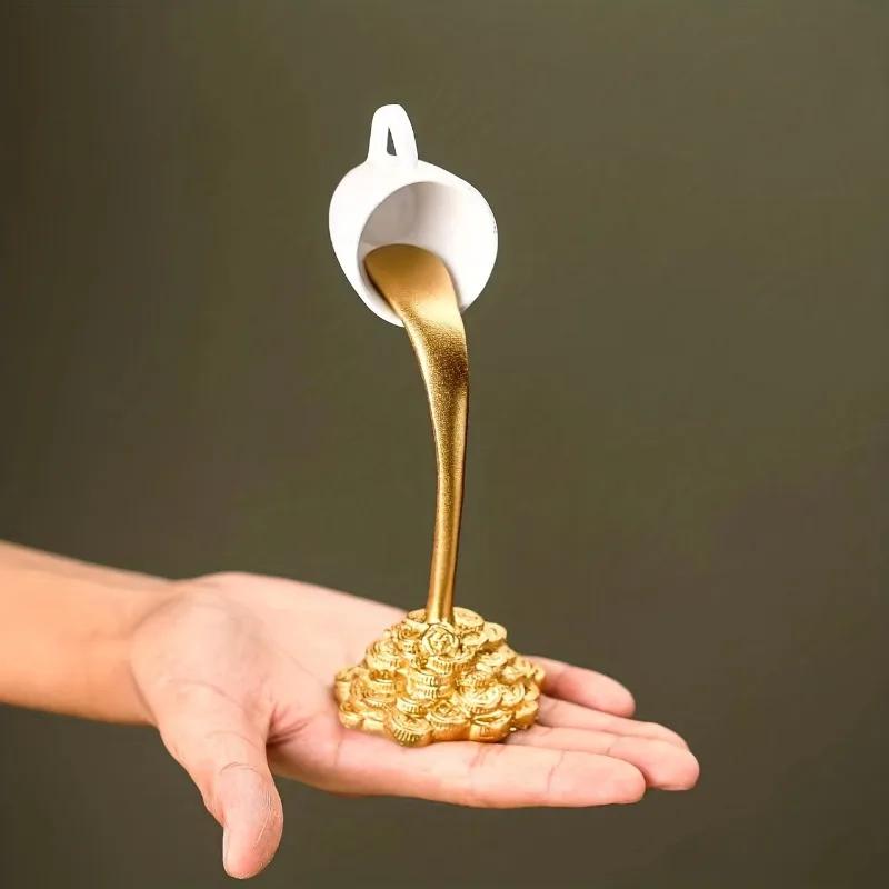 Floating Spilling Coffee Cup Magic Pouring Splash Cafe Novelty Funny  Sculpture Art Decoration for Home Decor Coffee Lover