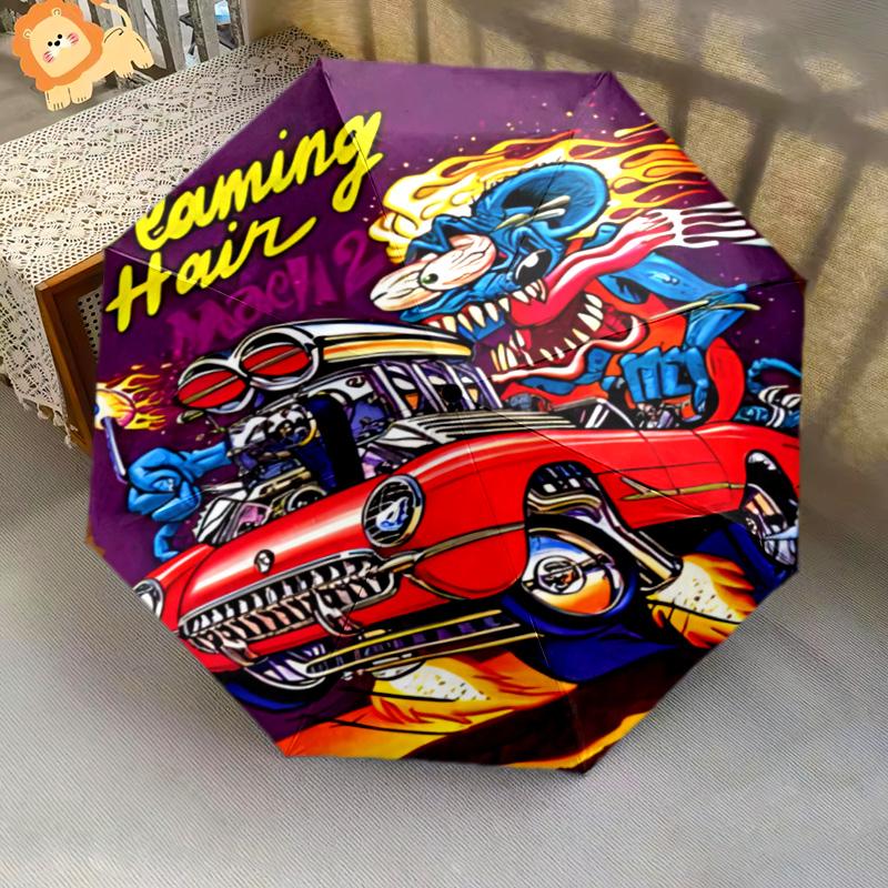 Rat Fink Boss Car Art Folding umbrella Suitable for all seasons durable Gift Umbrella Sun umbrella