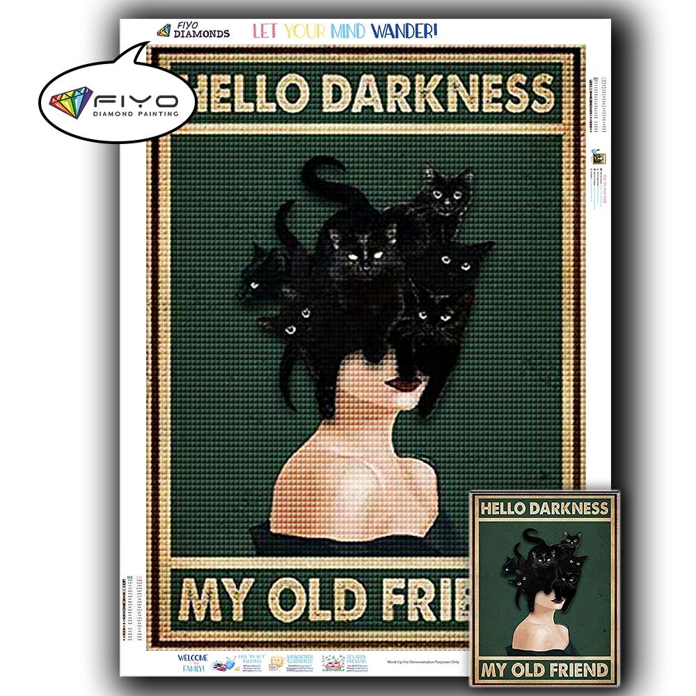 5D DIY Diamond Painting Black Cat Diamond Embroidery Vintage Cartoon Cross Stitch Picture Of Rhinestones Home Decor