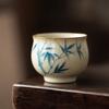Huang Ru Kiln pure hand-painted bamboo teacup master cup ceramic high-end tea teapot cover bowl tea cup kung fu tea set
