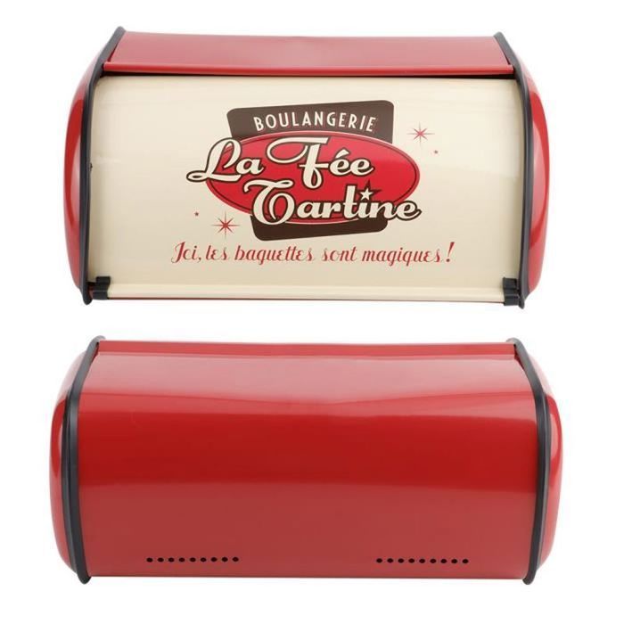 Boîte à Pain - FYDUN - Grande Capacité - Métal - Rouge - Antidérapante