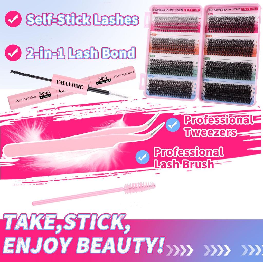 Premium DIY Mixed Cluster False Eyelash Set - 547 Dense, Curled Segments for a Customized Look