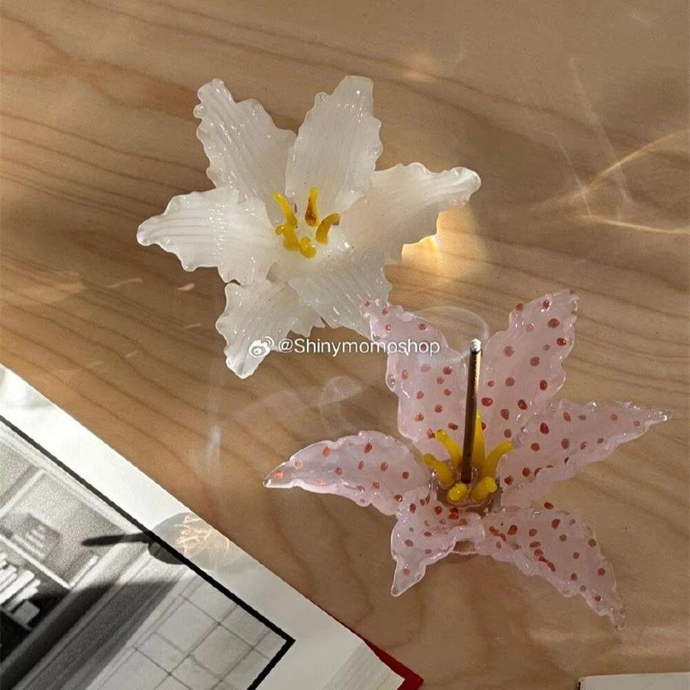 Cute Lily Shape Glass Fragrance Ornament Appearance Girl Pink Flowers Ins Wind Glass Fragrance Ornament