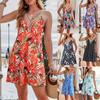 Women's Tropical Print Lace V-Neck Sleeveless Summer Dress 2025