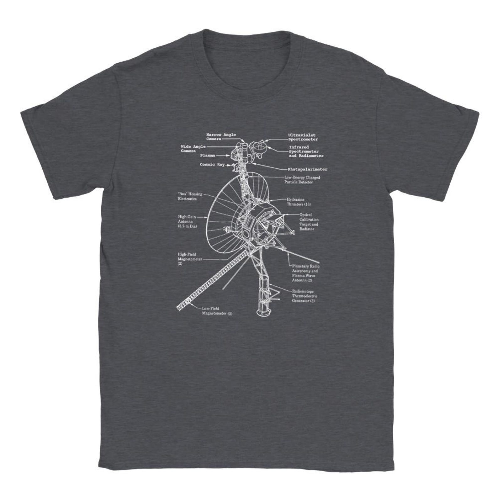 Voyager Space Probe Schematic T-Shirt – NASA Blueprint Tee XL