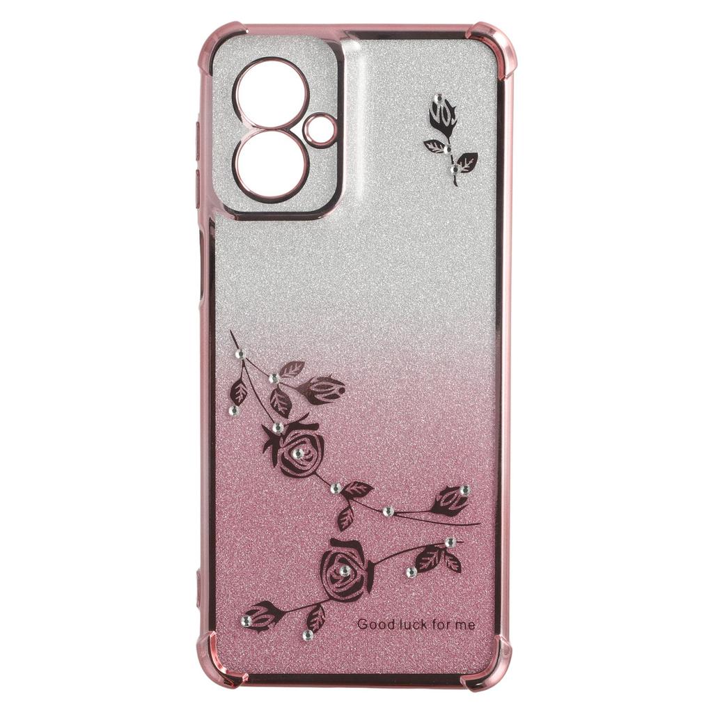 KADEM For Motorola Moto G55 5G Case Ring Kickstand TPU Flowers Phone Cover Gradient Glitter