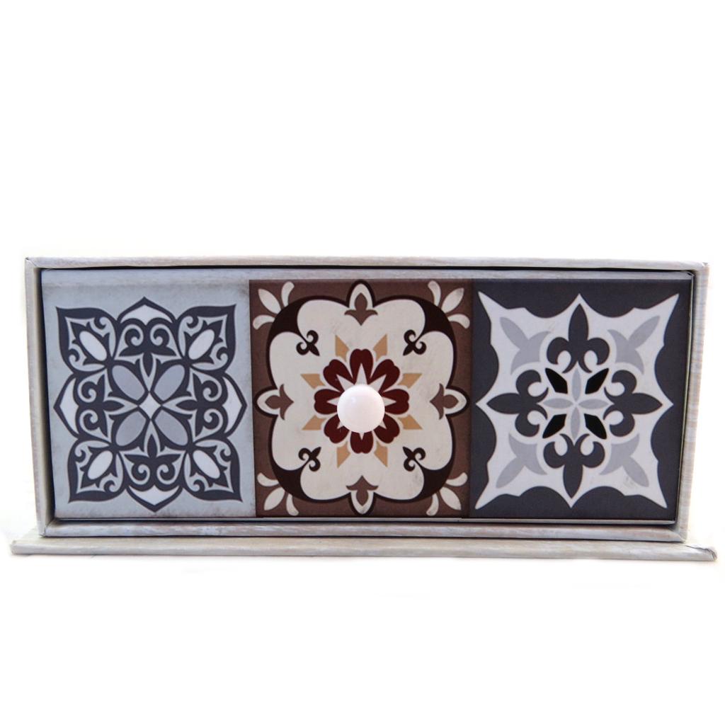 Les Trésors De Lily [P9414] - 'Boho' béžově hnědá šperkovnice - 16x11. 5x6. 5 cm