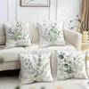 Eukalyptus Botanische Kissenhülle Kissenbezug Kurzer Plüsch Quadratische Überwurf-Kissenbezüge Kissenbezug Sofa Heimdeko Geschenk