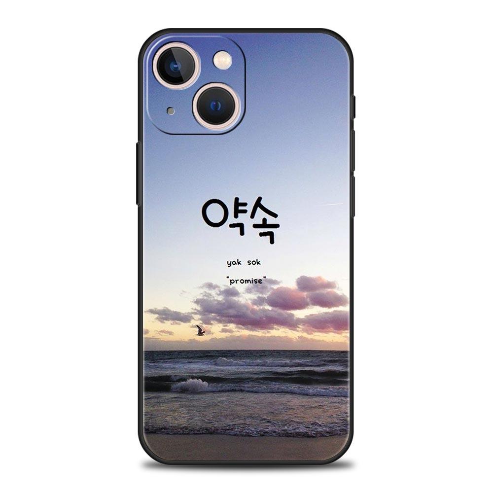 Korean Letter Phone Case For iPhone 17 Air 16 Plus 13 15 14 12 11 Pro MAX 7 8 SE Soft TPU Shockproof Cover Funda