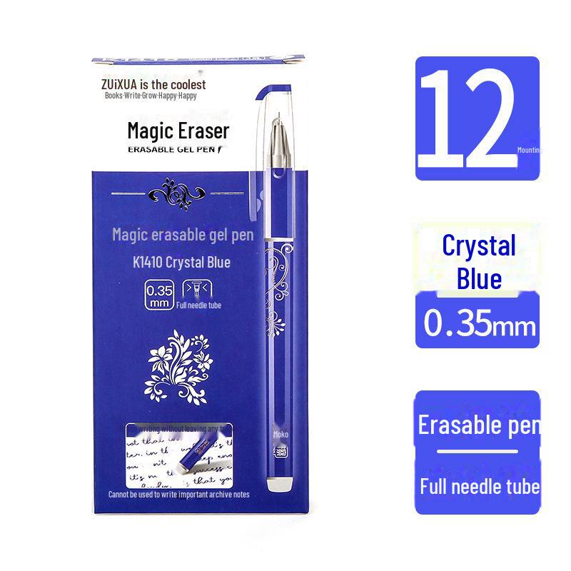 

Стираемая гелевая ручка 0,35 мм - кристально-голубая/черная, легко стирается, не оставляет следов, идеально подходит для студентов 0.35mm