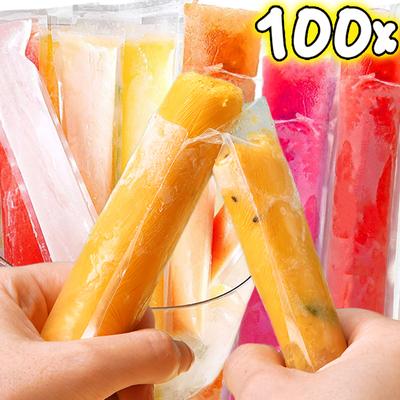 100/60/20Pcs Disposable Ice Pop Mold Bag Large Freeze Popsicle Sealed Bags DIY Juice Yogurt Smoothie Bag With Funnel Ice Cream Tool