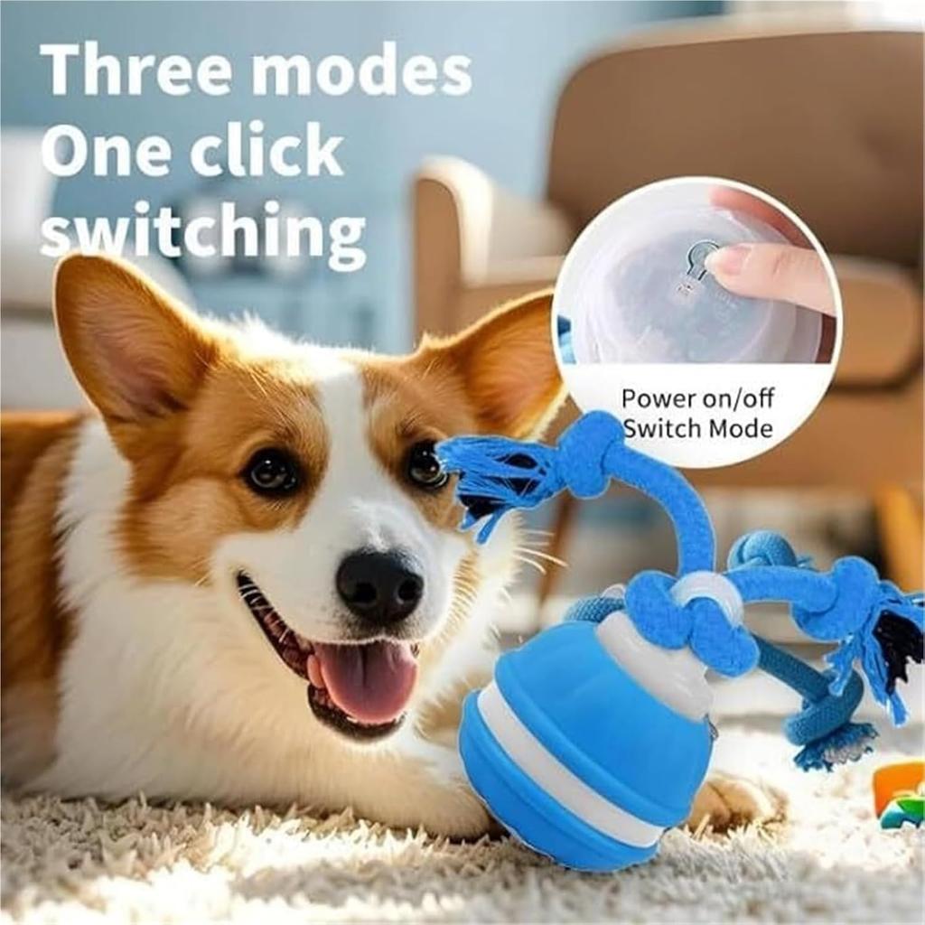 Yobensun Rolling Dog Toy, Automatic Dog Walker Interactive Indestructible Waggle Ball Toy, Interactive Ball with Motion Activation & Chirping Sounds