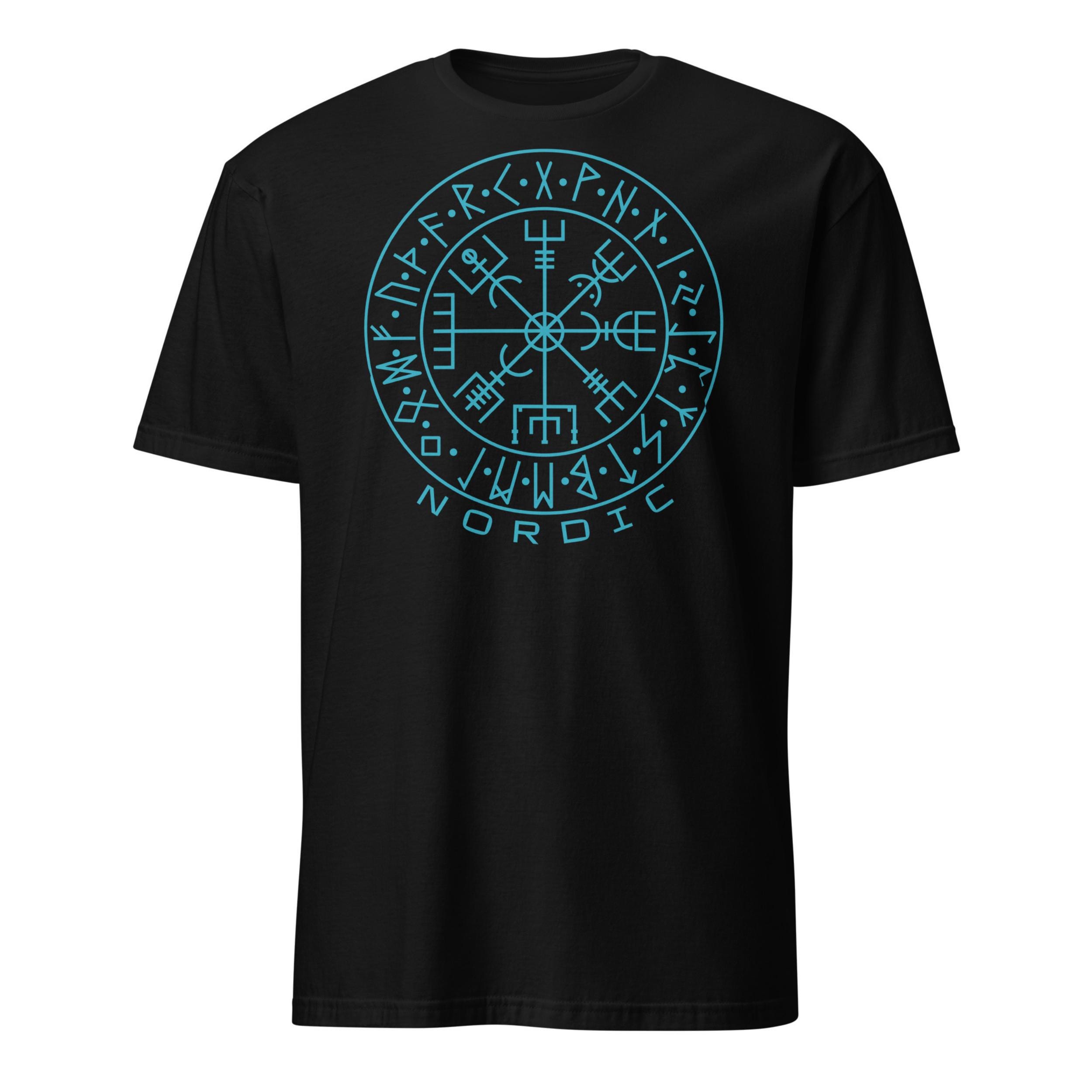 Norse Rune Circle Men T Shirts Viking Rune Shirt Nordic Symbol Tees Minimalist Viking Cotton Women Unisex Tops S