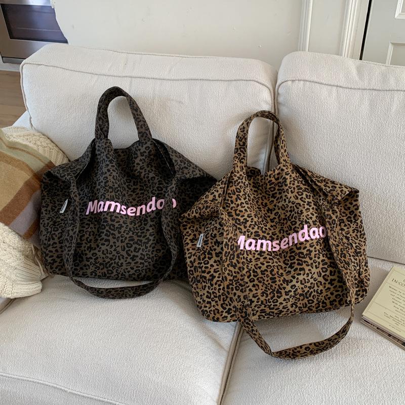 Korean-Style Large Capacity Women’s Leopard Print Tote and Crossbody Bag - 2025 Casual Shoulder Bag