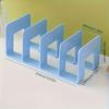 4-Slot Desktop Book Stand Organizer - Durable PP Material, White & Purple, Space-Saving Design for Office, School, or Home Use