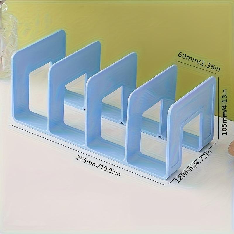 4-Slot Desktop Book Stand Organizer - Durable PP Material, White & Purple, Space-Saving Design for Office, School, or Home Use