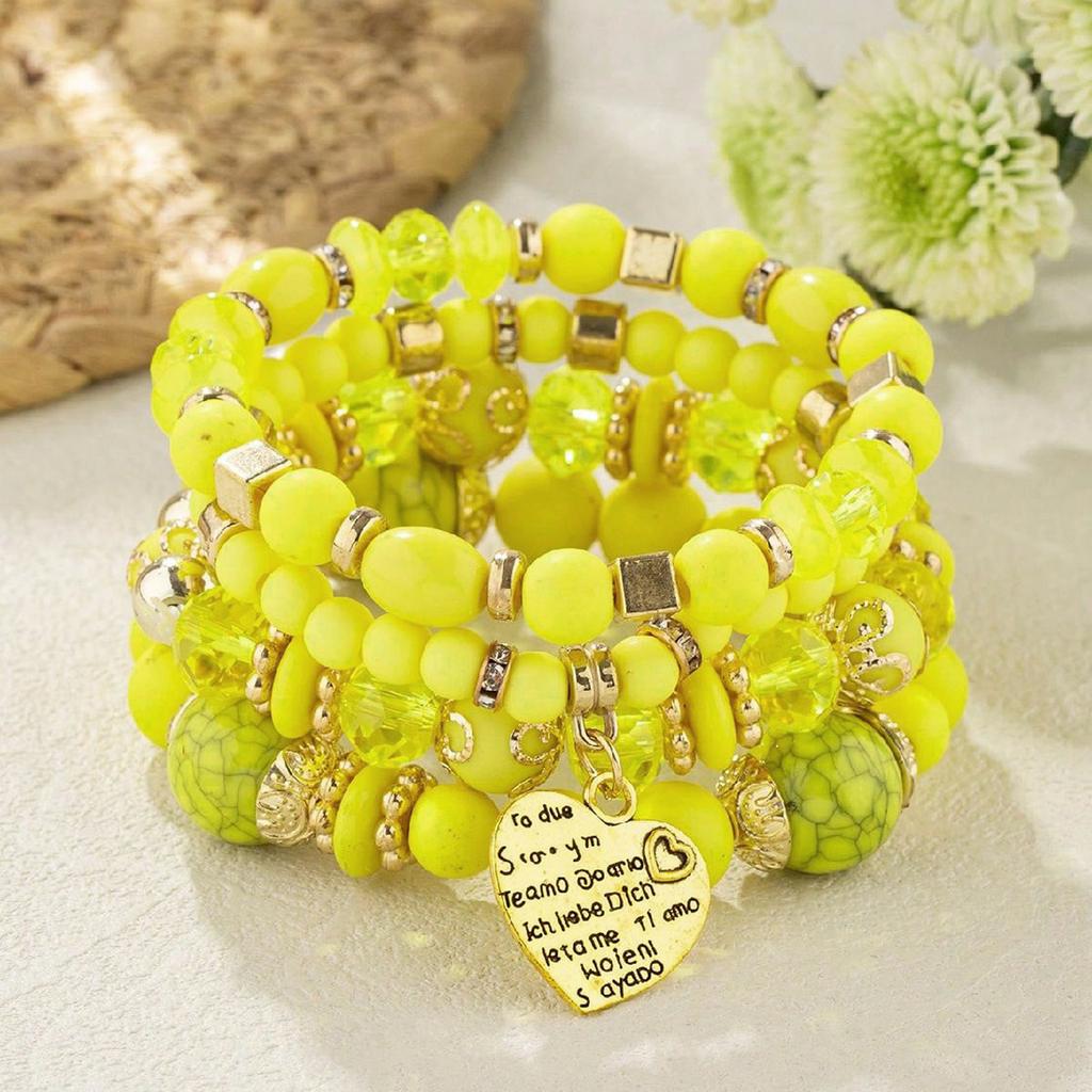 JYL TS Bracelet  Bohemian Elephant Heart Pendant Multilayer Brings Luck & Harmony