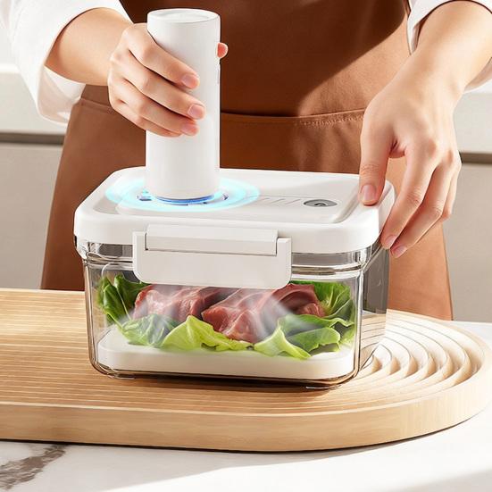 Contenitore Alimentare Ermetico Sottovuoto Elettrico Scatola Croccante Sigillata Ermeticamente con Pompa Manuale Contenitore per Alimenti Senza BPA per Frigorifero Frutta Verdura e Carne