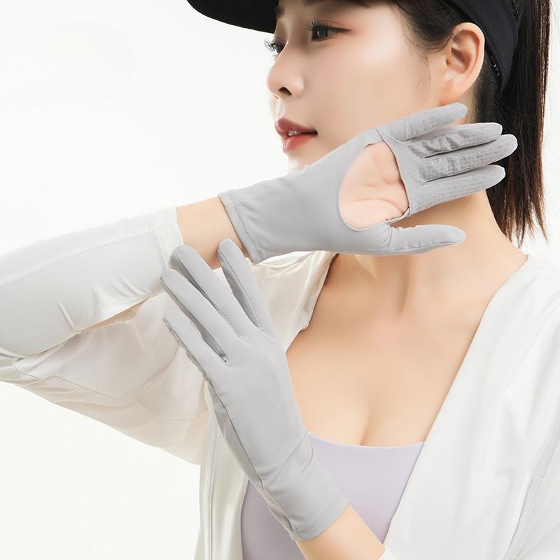New Summer Ice Silk Sun Protection Gloves for Women Outdoor Driving and Cycling  Anti Slip Thin Gloves with Palm Openings  Touch Screen
