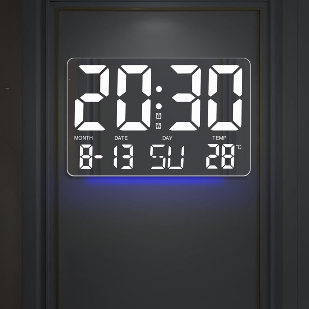 10 Inch Digital Alarm Clock 5 Brightness Levels Wall Alarm Clock with Remote Control Dynamics RGB Display for Home Office School