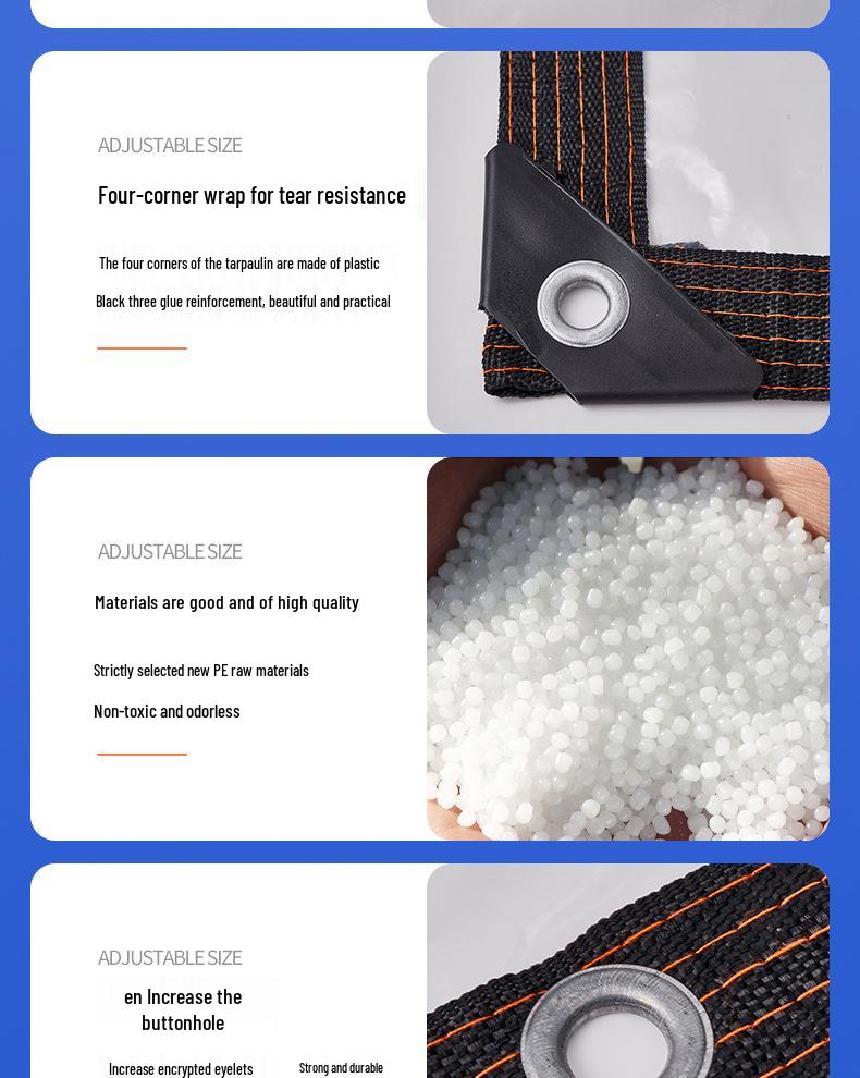 Prelată PE Groasă Transparentă Impermeabilă: Husă de ploaie de exterior rezistentă la vânt, termoizolantă și rezistentă la umiditate