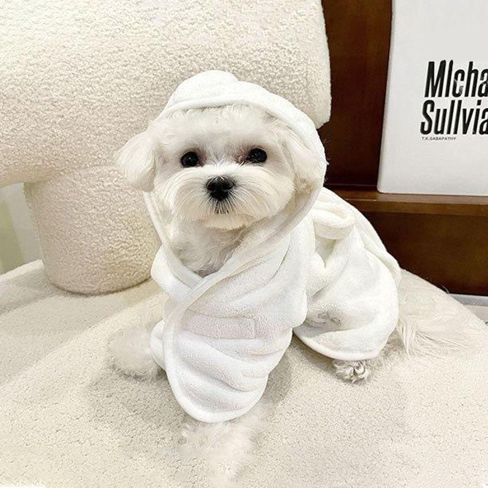 Quick Drying Dog Bath Robe Thickened Hooded Bath Towel Dog Clothes Cloak Pet Bathrobes  Pet Bathing