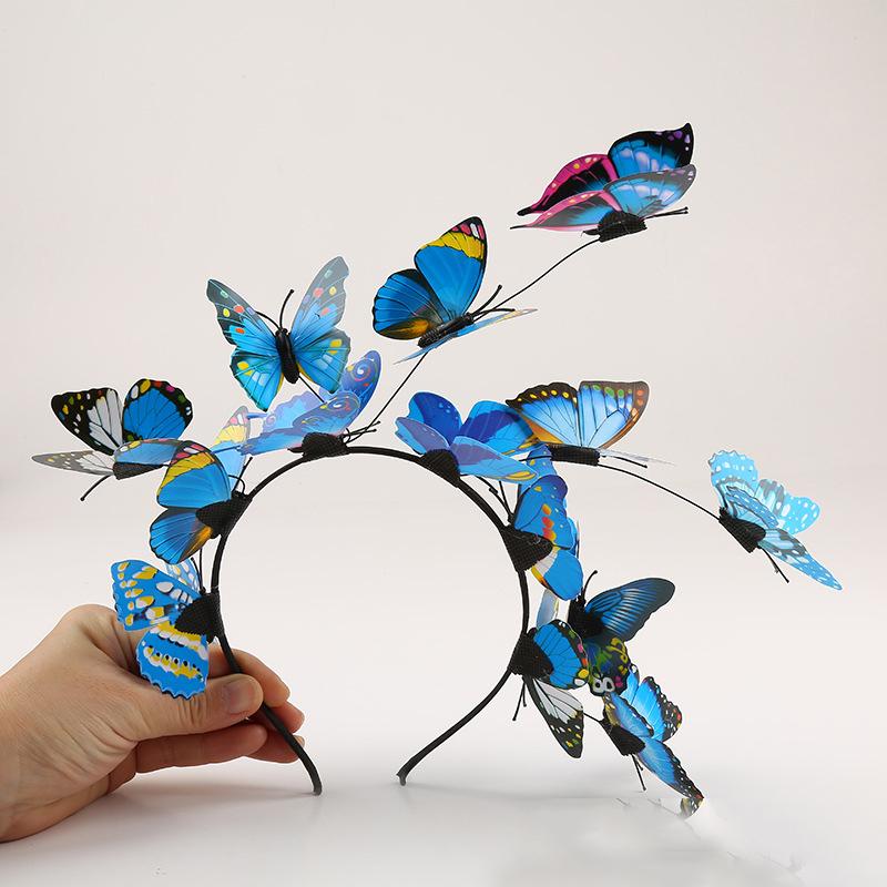 

Lystrfac Модная повязка на голову с декором в виде бабочки для женщин и девушек, обруч для волос, женский свадебный безель, свадебные аксессуары для волос