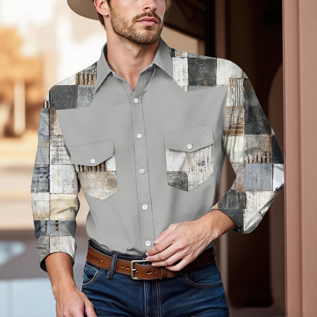 Men'S Fashionable Lapel And Shoulder Length Long Sleeved Casual Top