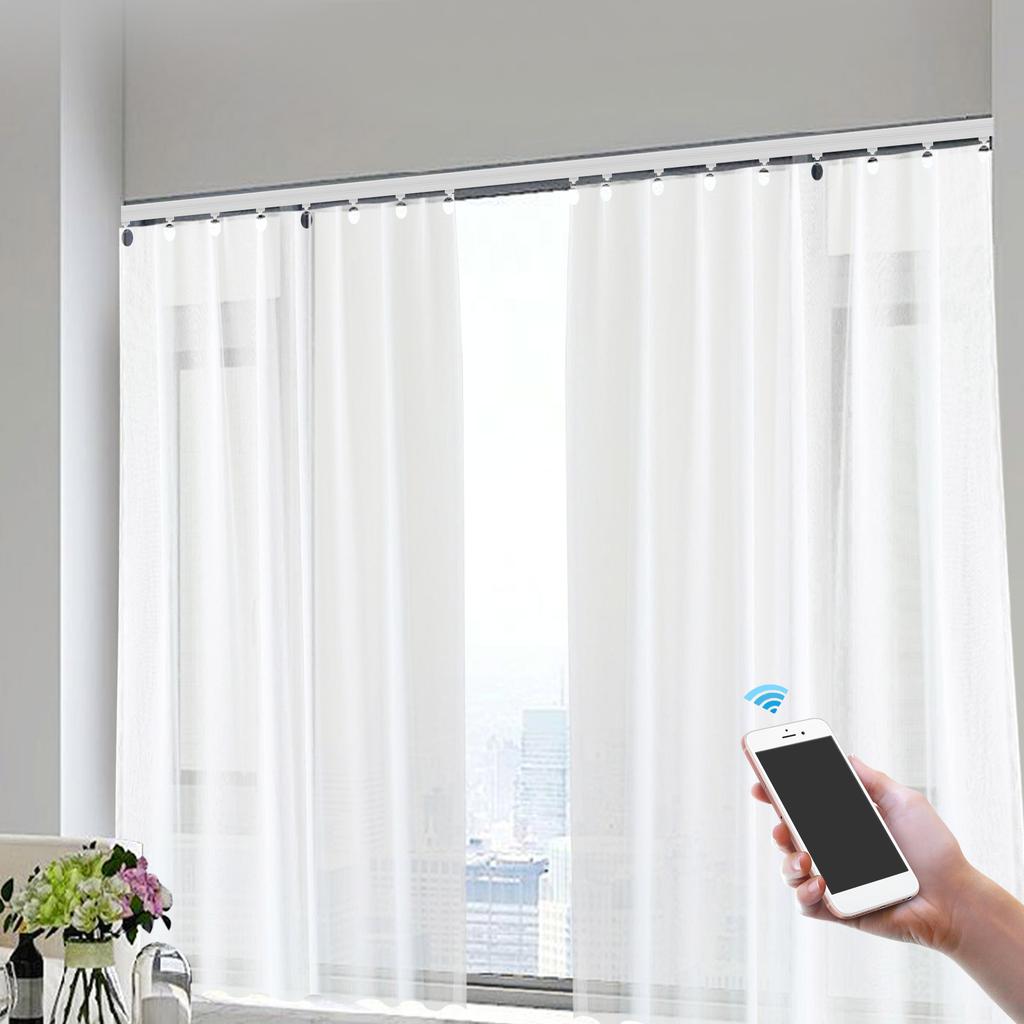 Smart Motorized Curtain Track, Adjustable Length 2.16-4.2M, Durable Curtain Rail System With Remote Control Fit For Most Windows