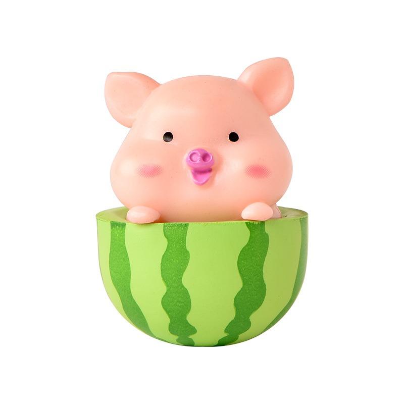 Cute Piggy Cartoon Animal Figurines Micro-landscape Succulents Decorative Hanging AccessoriesHandicrafts Desktop Car Ornaments
