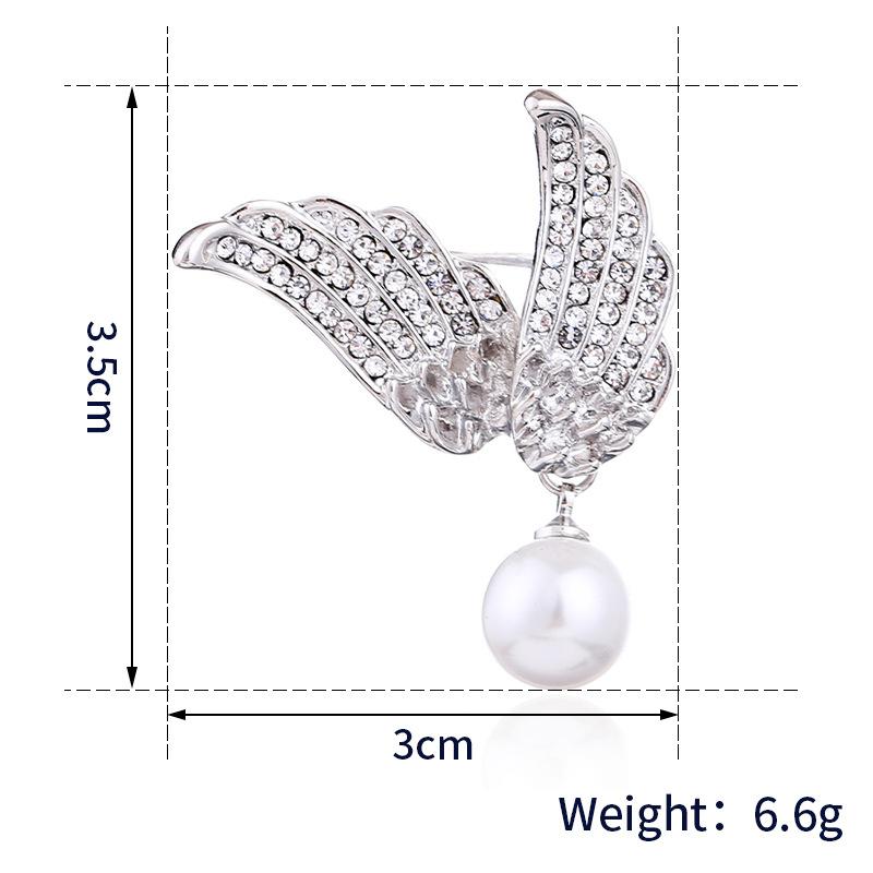 Broche Ailes d'Ange, Style Polyvalent, Broche Perle, Design Niche, Épingle Anti-éblouissement