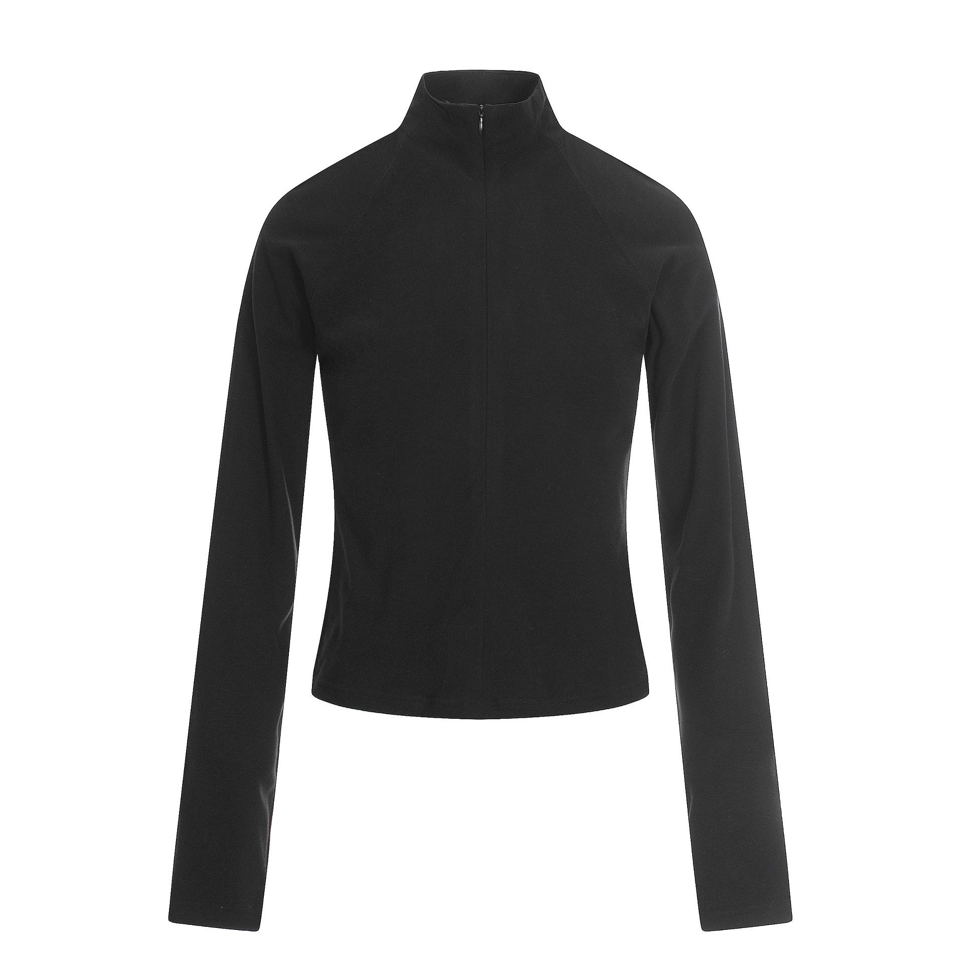 11KN Women s Slim Fit Padded Fleece Yoga Top - Half-High Collar, Zipper, Elastic Lock Large чёрный