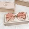 2021 Fashion Gradient Women Ocean Water Cut Trimmed Lens Sun Glasses Femaleuv400